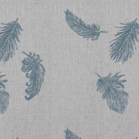 Blue Patterned Linen Curtain Fabric - Feathers True Blue - Natural base fabric.