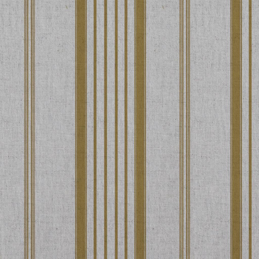 Yellow Striped Linen Curtain Fabric - Freja Gold Rod - Natural base fabric.