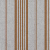 Orange Striped Linen Curtain Fabric - Freja Tangerine - Natural base fabric.