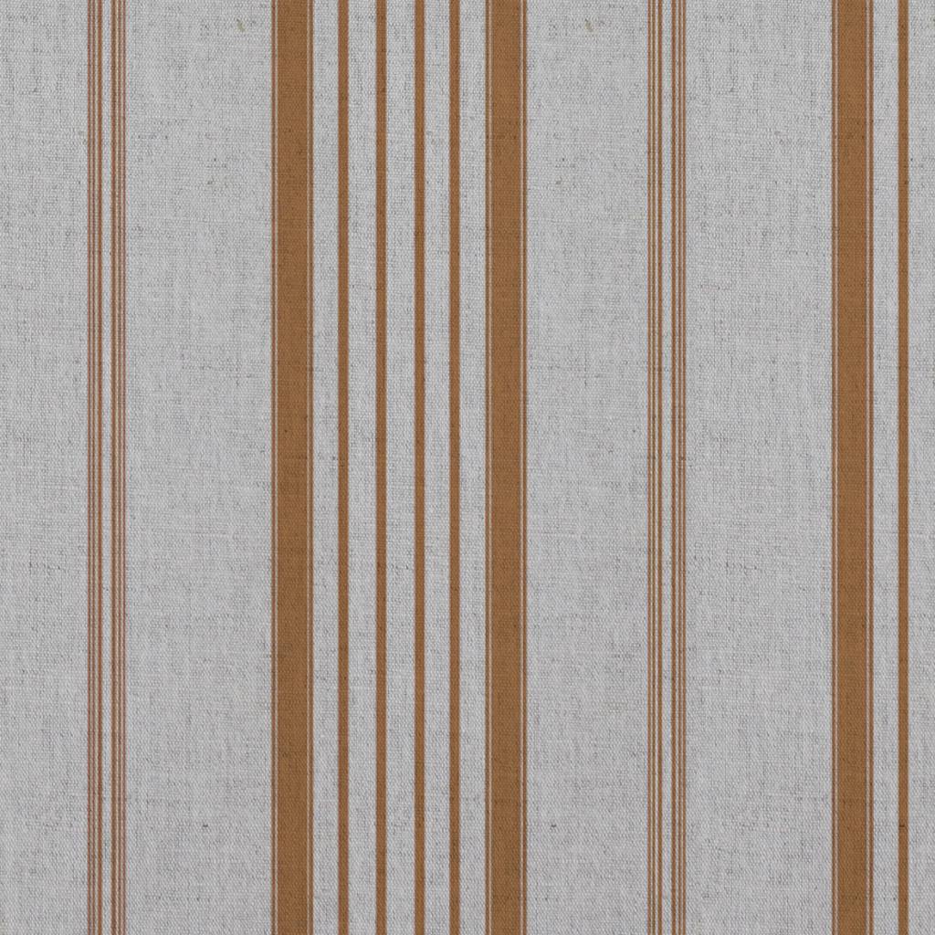 Orange Striped Linen Curtain Fabric - Freja Tangerine - Natural base fabric.
