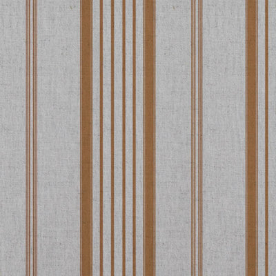 Orange Striped Linen Curtain Fabric - Freja Tangerine - Natural base fabric.