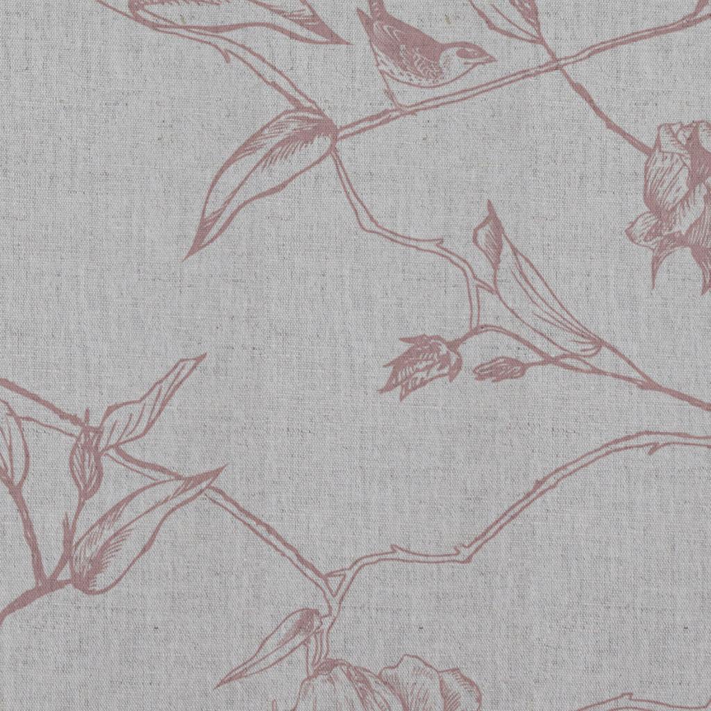 Pink Floral Linen Curtain Fabric - Gardenia Dusty Pink - Natural base fabric.