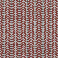 Red Patterned Linen Curtain Fabric - Hulda Crimson Red - Natural base fabric.