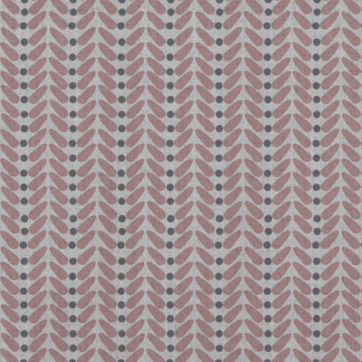 Pink Patterned Linen Curtain Fabric - Hulda Dusty Pink - Natural base fabric.