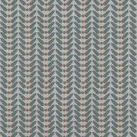 Green / Orange Patterned Linen Curtain Fabric - Hulda Sage Ochre - Natural base fabric.