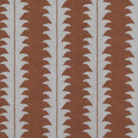 Orange Patterned Linen Curtain Fabric - Leona Terracotta - Natural base fabric.