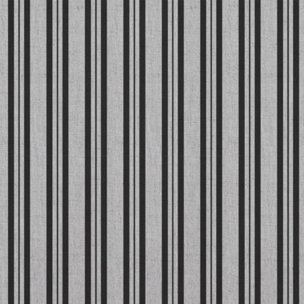 Black Striped Linen Curtain Fabric - Olga Black - Natural base fabric.