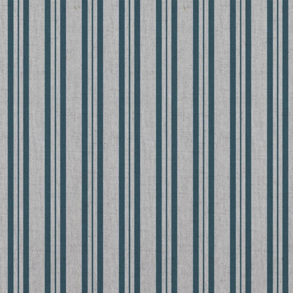 Blue Striped Linen Curtain Fabric - Olga Blue Stone - Natural base fabric.