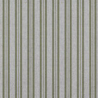 Green Striped Linen Curtain Fabric - Olga Olive - Natural base fabric.