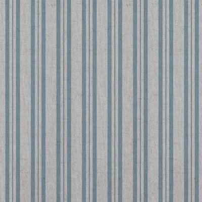 Blue Striped Linen Curtain Fabric - Olga Sky - Natural base fabric.