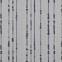 Blue Patterned Linen Curtain Fabric - Pearls Deep Blue - Natural base fabric.