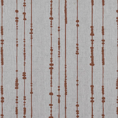 Orange Patterned Linen Curtain Fabric - Pearls Terracotta - Natural base fabric.