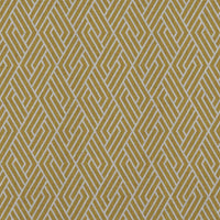Yellow Patterned Linen Curtain Fabric - Vera Mustard - Natural base fabric.