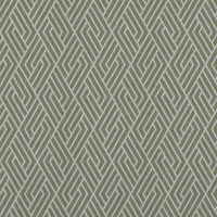 Green Patterned Linen Curtain Fabric - Vera Olive - Natural base fabric.