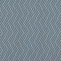 Blue Patterned Linen Curtain Fabric - Vera True Blue - Natural base fabric.
