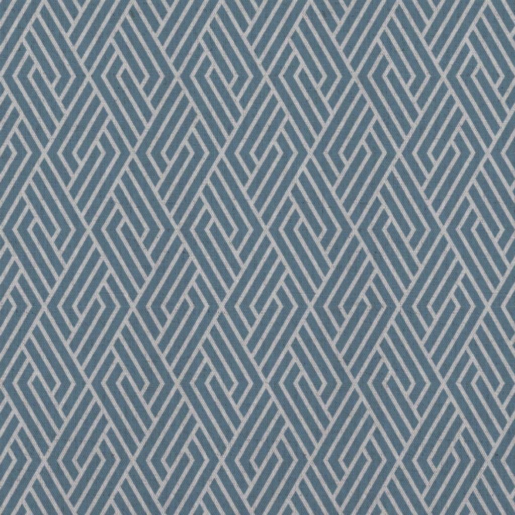 Blue Patterned Linen Curtain Fabric - Vera True Blue - Natural base fabric.