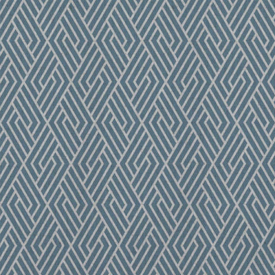Blue Patterned Linen Curtain Fabric - Vera True Blue - Natural base fabric.
