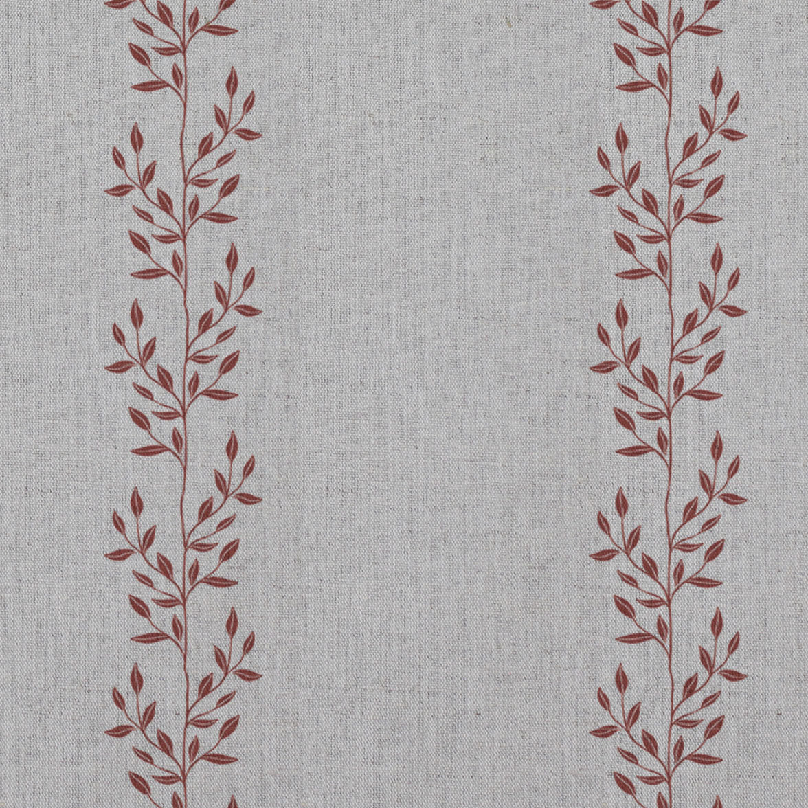 Shena Crimson Red - Natural fabric with botanical Red  print