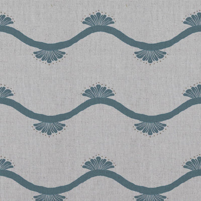Blue Abstract Linen Curtain Fabric - Nelani Blue Stone - Natural base fabric.