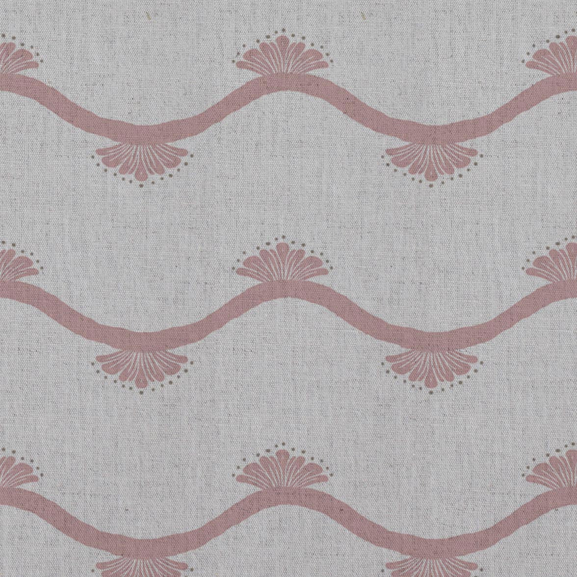 Pink Abstract Linen Curtain Fabric - Nelani Dusty Pink - Natural base fabric.
