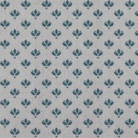 Blue Botanical Linen Curtain Fabric - Olgie Blue Stone - Natural base fabric.