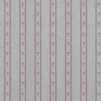 Pink Floral Stripe Linen Curtain Fabric - Silvian Dusty Pink - Natural base fabric.