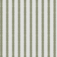Green Patterned Linen Curtain Fabric - Fionna Moss-WHT - White base fabric.