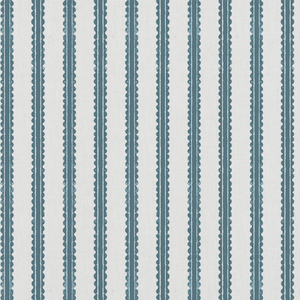 Blue Patterned Linen Curtain Fabric - Fionna Paris Blue-WHT - White base fabric.