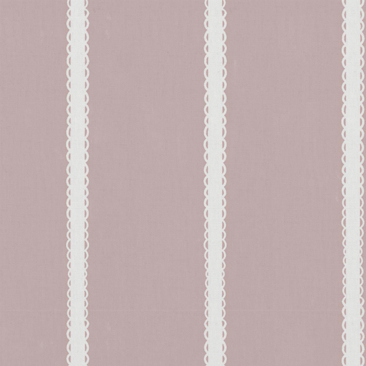 Pink Striped Linen Curtain Fabric - Franny Peony-WHT - White base fabric.