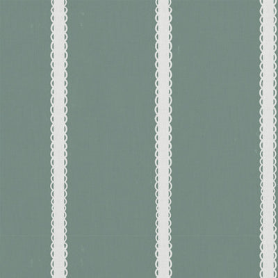 Light Green Striped Linen Curtain Fabric - Franny Sage-WHT - White base fabric.