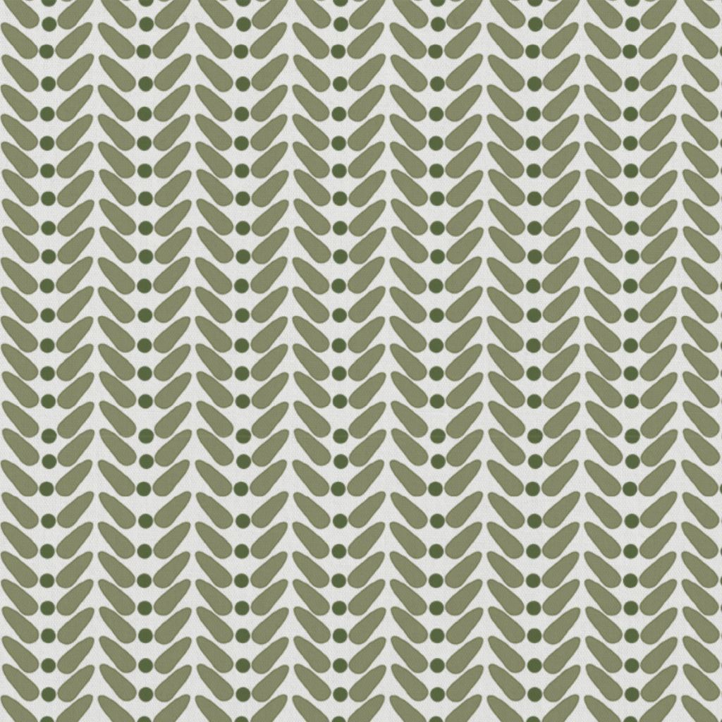 Hilda Moss - White Linen fabric printed with Green