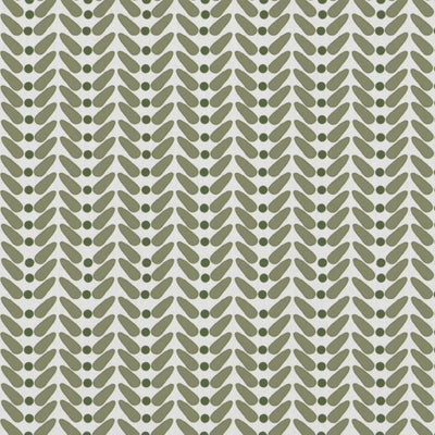 Hilda Moss - White Linen fabric printed with Green