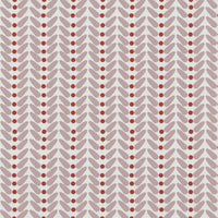 Hilda Peony Red - White Linen fabric printed with Pink and Red