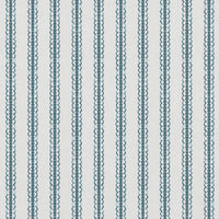 Blue Striped Linen Curtain Fabric - Kamillah Paris Blue-WHT - White base fabric.