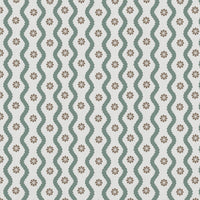 Light Green Abstract Linen Curtain Fabric - Kirabe Sage-WHT - White base fabric.