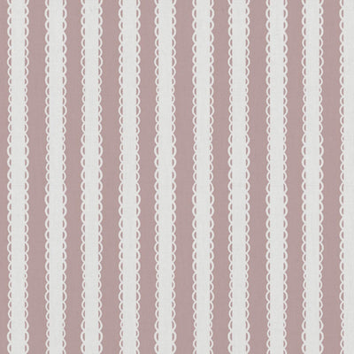 Pink Striped Linen Curtain Fabric - Lisabella Peony-WHT - White base fabric.