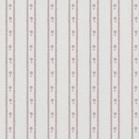 Pink Floral Stripe Linen Curtain Fabric - Silvian Peony-WHT - White base fabric.