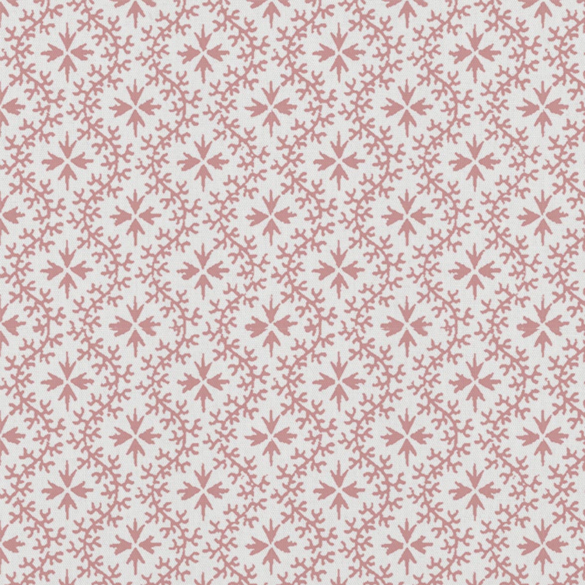Pink Abstract Linen Curtain Fabric - Unica Dusty Pink-WHT - White base fabric.