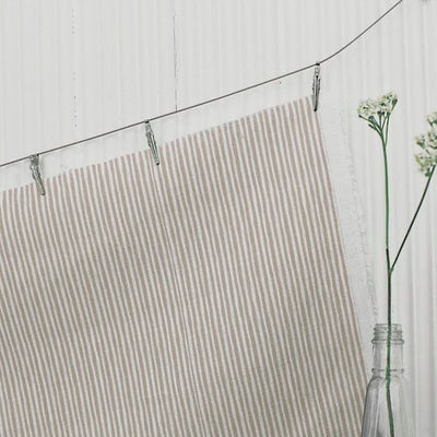 Maisa Pastel Brown - Linen curtain fabric, Light Brown stripes
