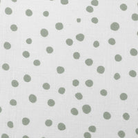 Dottie Meadow-WHT - Dotted fabric with Green spots, 100% Linen