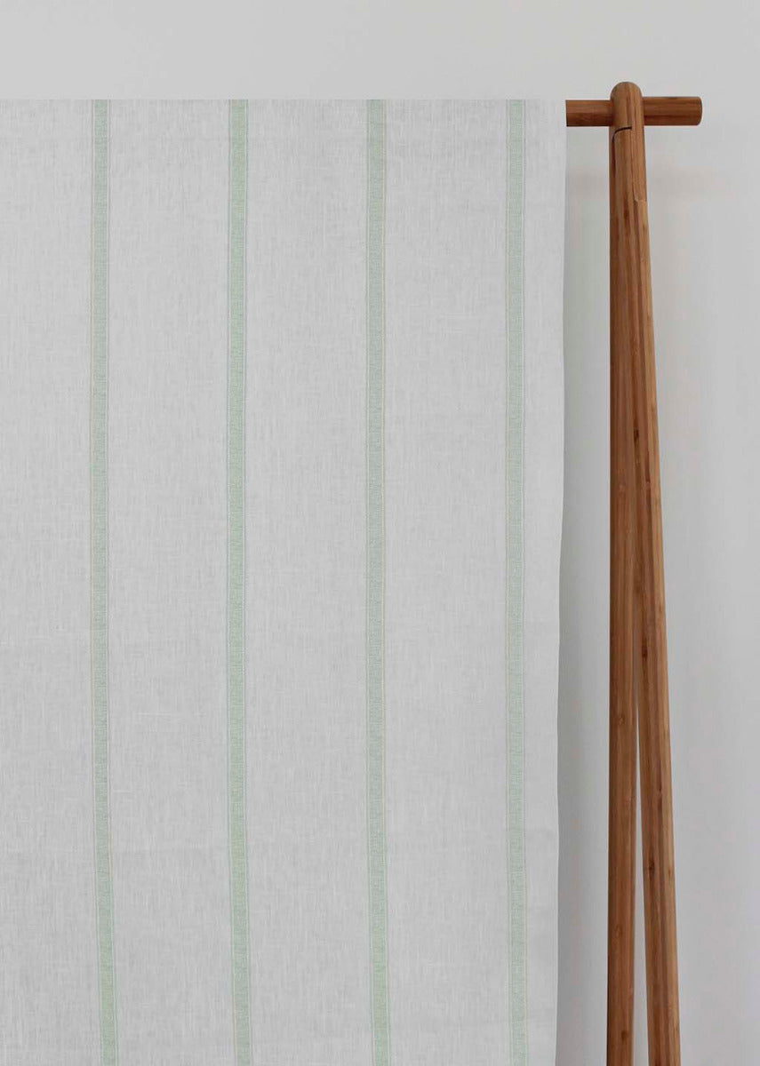 Rune Meadow - vertical Green tone striped fabric.