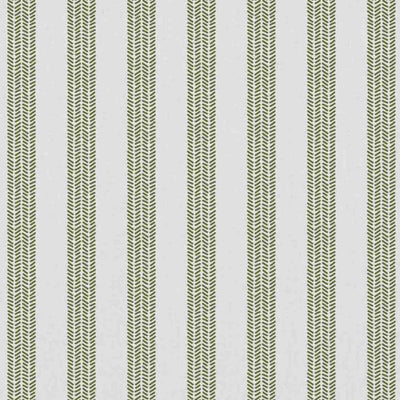 Evianne Moss-WHT - White curtain fabric with Green Striped print