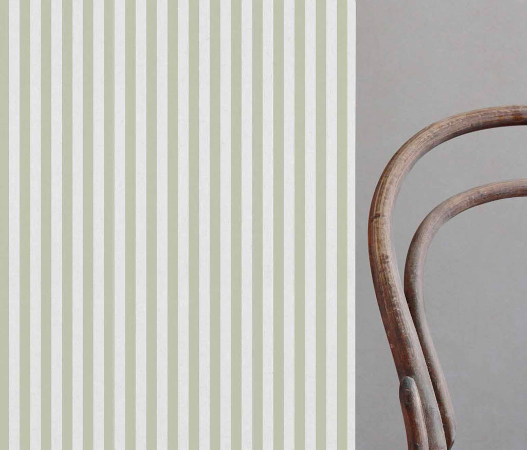Liliana Moss-WHT - white fabric with green striped pattern