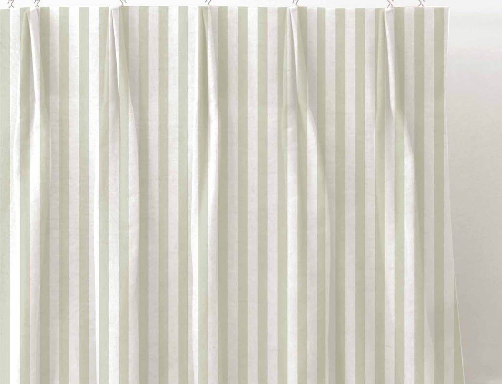Liliana Moss-WHT - white fabric with green striped pattern