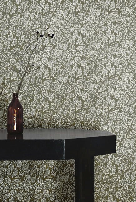 Lisbell Moss - Curtain fabric with Green botanical print