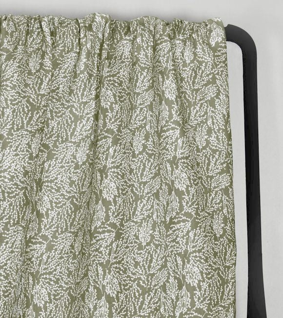 Lisbell Moss - Curtain fabric with Green botanical print