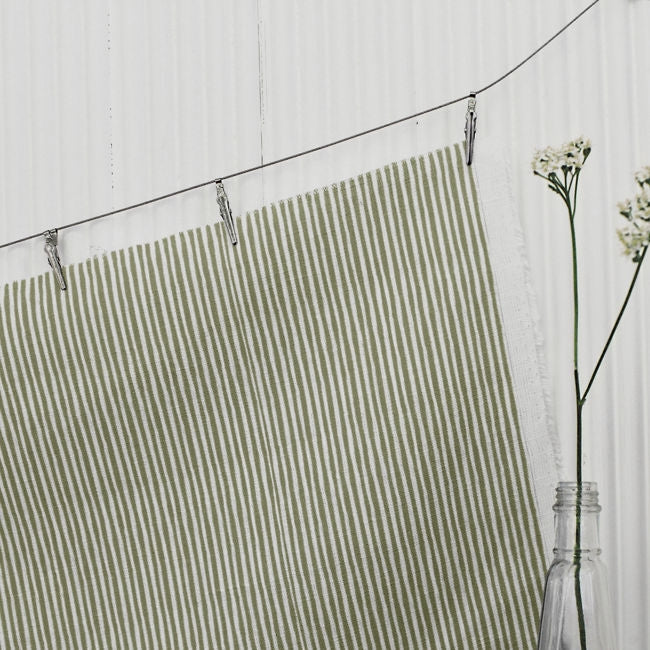 Maisa Moss - Linen curtain fabric, Green stripes