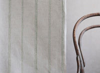 Rae Moss - Curtain fabric with green hand drawn stripes