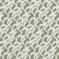 Edlyn Moss-WHT  - White curtain fabric with Green abstract botanical print
