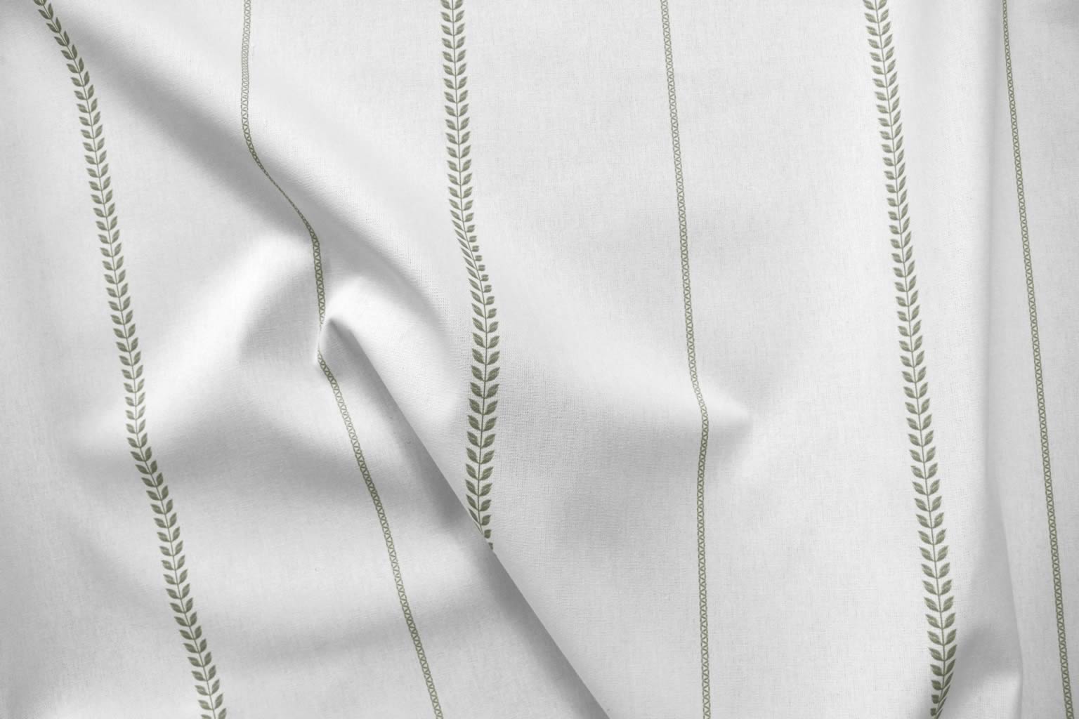 Berit Moss - curtain fabric with Green striped print